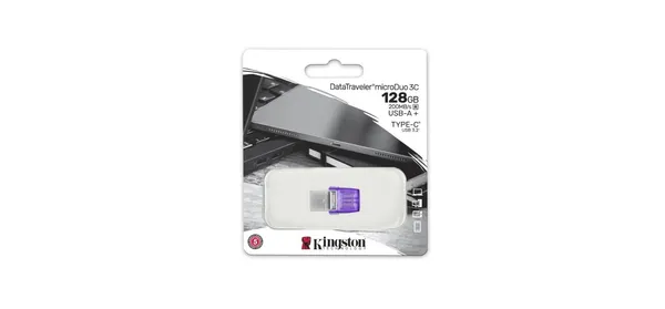 Memorie USB KINGSTON DataTraveler microDuo 3C 128GB USB-A USB-C Mov - imagine 3