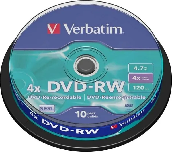 Discuri DVD-RW VERBATIM 43552 4.7GB 4x 10 Bucăți