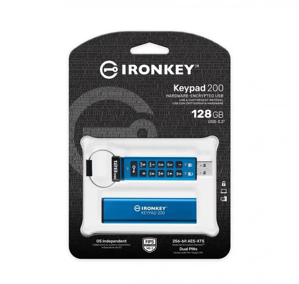 Memorie USB KINGSTON IronKey Keypad 200 128GB AES-256 - imagine 5
