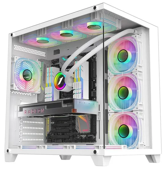 Carcasă Gaming 1STPLAYER MV8 Cube Tower ARGB Alb