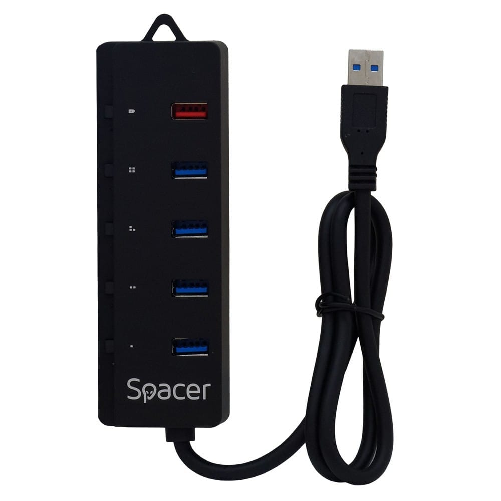Hub extern SPACER SPH-4USB30-1QC 4xUSB 3.0 QC 3.0 Negru