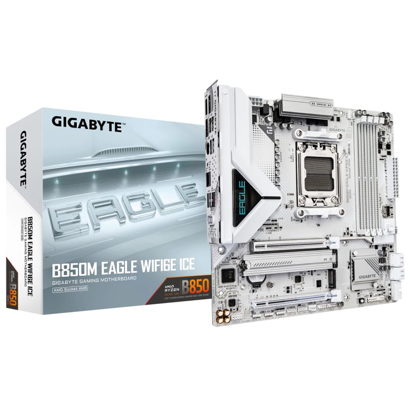 Placă de bază GIGABYTE B850M EAGLE WIFI6E ICE AM5 mATX Alb