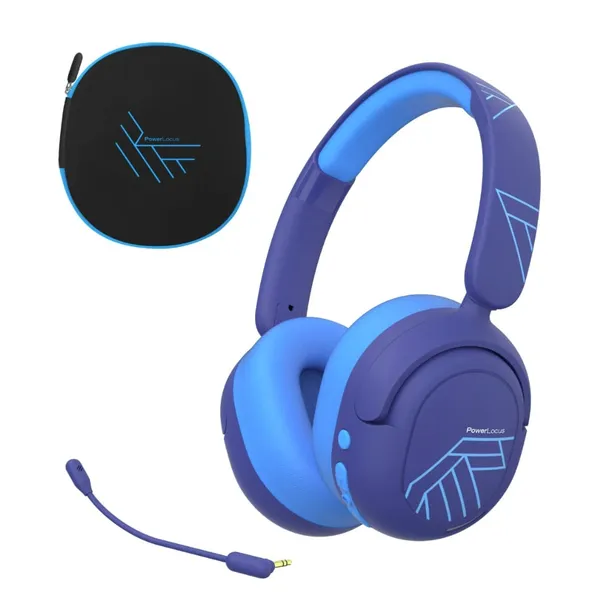 Casti Over-Ear POWERLOCUS Lion Kids Wireless Wired Albastru