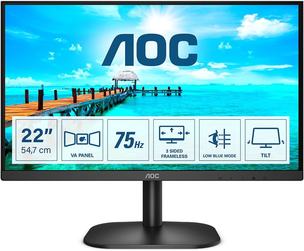Monitor AOC 22B2H/EU 21.5" Full HD VA 75Hz Negru - imagine 2