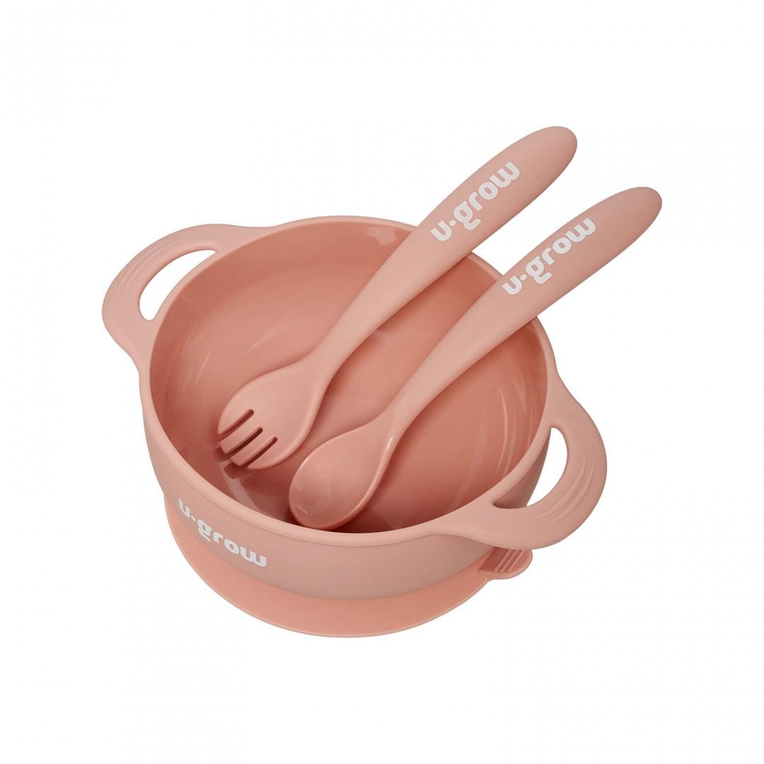 Set Hrănire Bebeluși U-GROW Silicon Roz 350ml