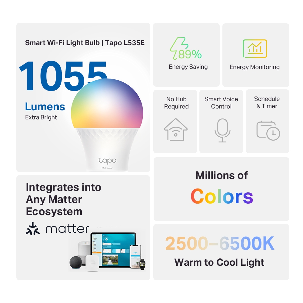Bec Inteligent TP-LINK Tapo L535E E27 RGB WiFi - imagine 2
