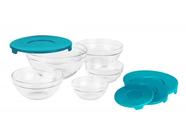Set Boluri VANORA HOME Sticlă cu Capac Colorat 12 Bucăți