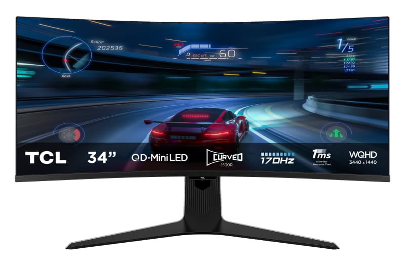 Monitor TCL 34R83Q 34 inch Curved UWQHD 170Hz Negru