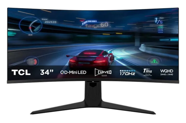 Monitor TCL 34R83Q 34 inch Curved UWQHD 170Hz Negru