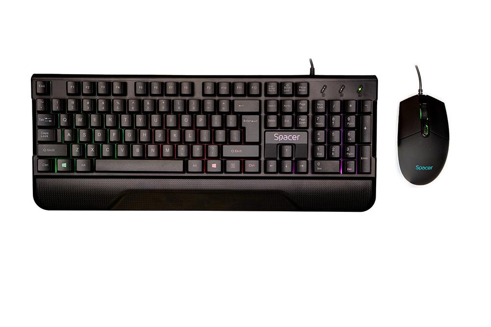 Kit Gaming SPACER SPGK-INVICTUS Tastatură și Mouse cu Fir Negru RGB - imagine 3