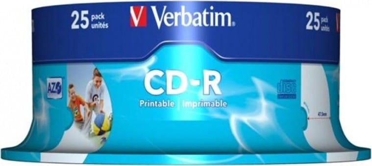 Disc CD-R VERBATIM 700MB 80min 52x 25 bucăți Printabil 43439