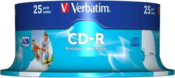 Disc CD-R VERBATIM 700MB 80min 52x 25 bucăți Printabil 43439