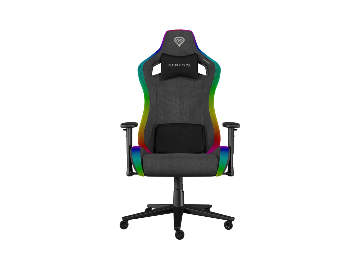 Scaun gaming Genesis TRIT 660, material textil, iluminare RGB, suporta pana la 150 kg, inaltime reglabila, spatar ajustabil, gri