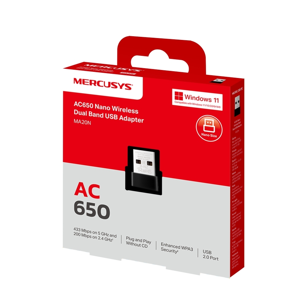 Adaptor Wireless MERCUSYS MA20N Dual Band AC650 USB 2.0 - imagine 7