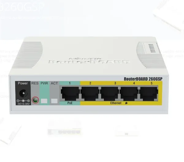 Switch MIKROTIK CSS106-1G-4P-1S 5 Porturi Gigabit SFP Alb - imagine 2