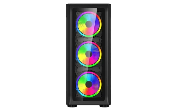 Carcasă PC SPACER SHIELD Mid Tower ATX Negru 4 Fanuri ARGB - imagine 3