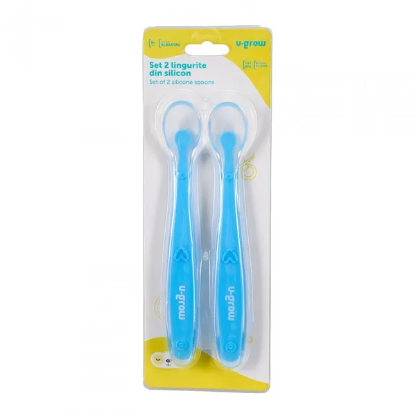 Set 2 Lingurițe Silicon U-GROW Light Blue - imagine 3