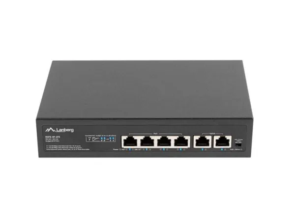 Switch LANBERG RSFE-4P-2FE-60 Fast Ethernet 4 Porturi PoE+ 60W