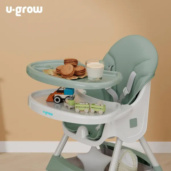 Scaun de Masă Bebe U-GROW 2 în 1 Pliabil Verde - imagine 6