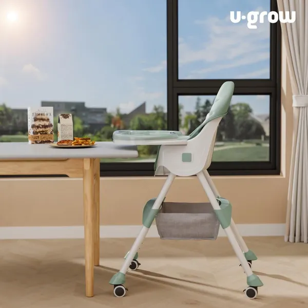 Scaun de Masă Bebe U-GROW 2 în 1 Pliabil Verde - imagine 7
