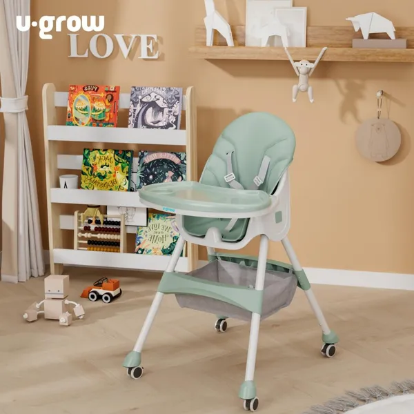 Scaun de Masă Bebe U-GROW 2 în 1 Pliabil Verde - imagine 8