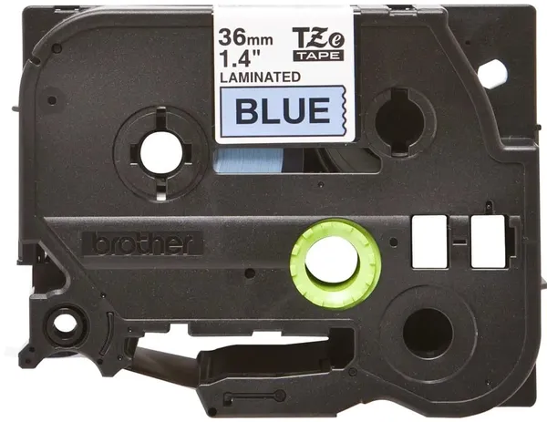 Banda Laminată BROTHER TZE561 36mm Negru pe Albastru