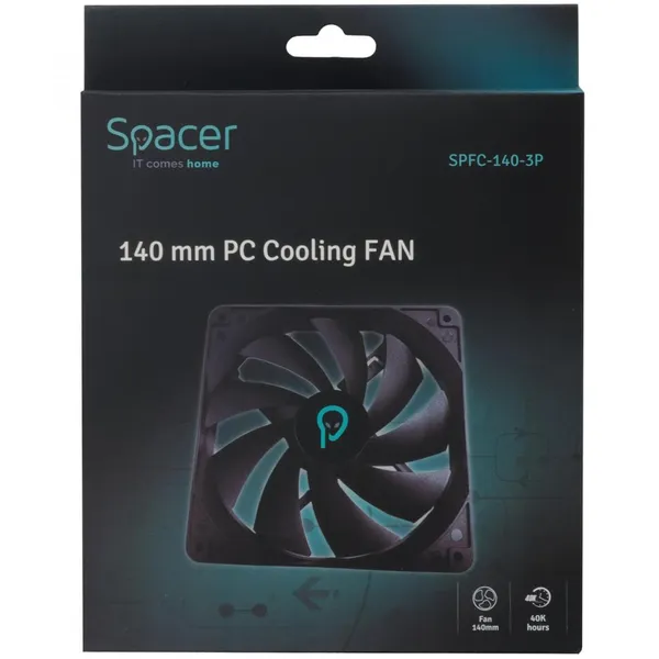 Ventilator PC SPACER SPFC-140-3P 140mm Negru - imagine 2