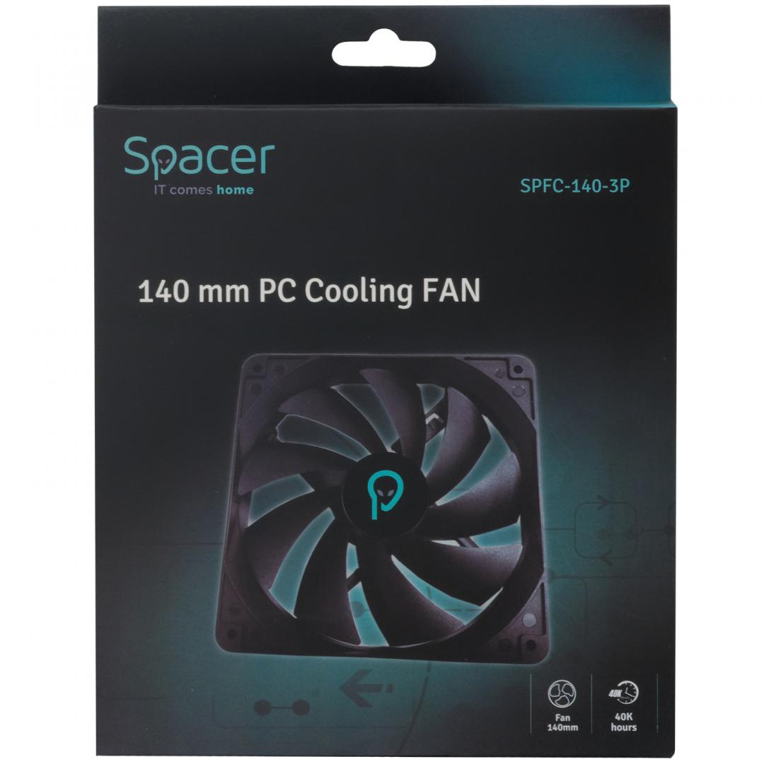 Ventilator PC SPACER SPFC-140-3P 140mm Negru - imagine 2