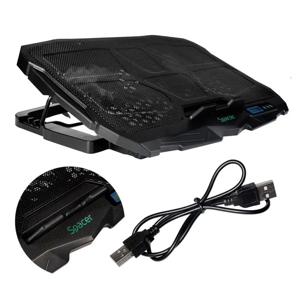 Stand SPACER SPS-Gaming Notebook 17 inch Negru - imagine 7