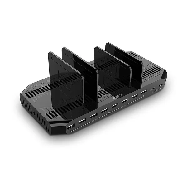 Hub USB LINDY Charging Station 10 Porturi USB-A 120W Negru - imagine 4