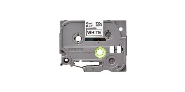Banda Laminată BROTHER TZe-211 Negru pe Alb 6mm