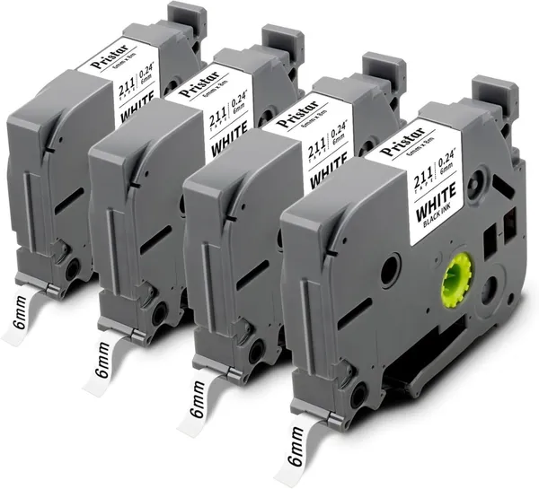 Banda Laminată BROTHER TZe-211 Negru pe Alb 6mm - imagine 2