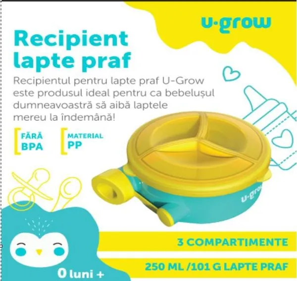 Recipient lapte praf U-GROW 3 Compartimente 250ml - imagine 3