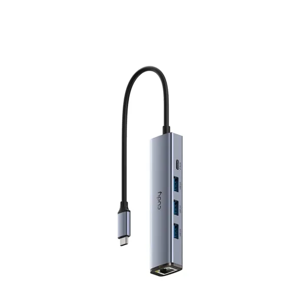 Hub USB CUDY UH605 USB-C 5 în 1 Ethernet RJ-45 Argintiu