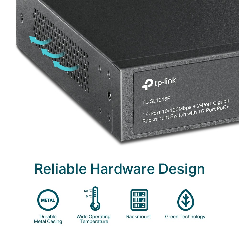 Switch TP-LINK TL-SL1218P 16 Porturi PoE+ Gigabit - imagine 7