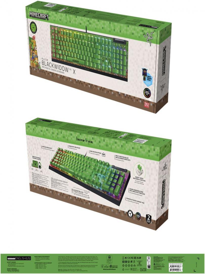 Tastatură mecanică gaming RAZER BlackWidow V4 X Green Switch Minecraft Edition - imagine 4