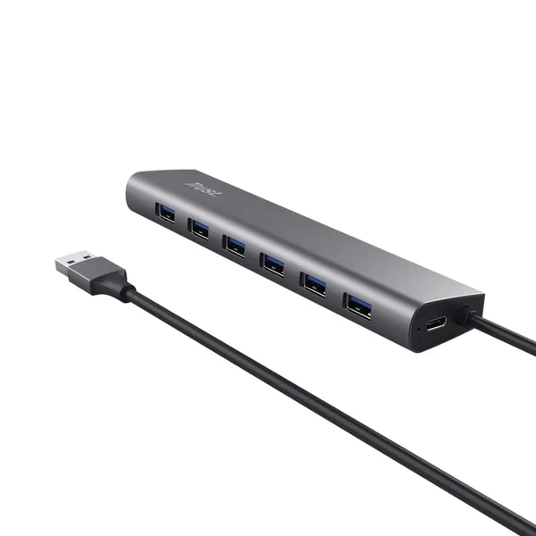 Hub USB TRUST Halyx 7 Porturi USB 3.2 Gen 1 Gri TR-24967