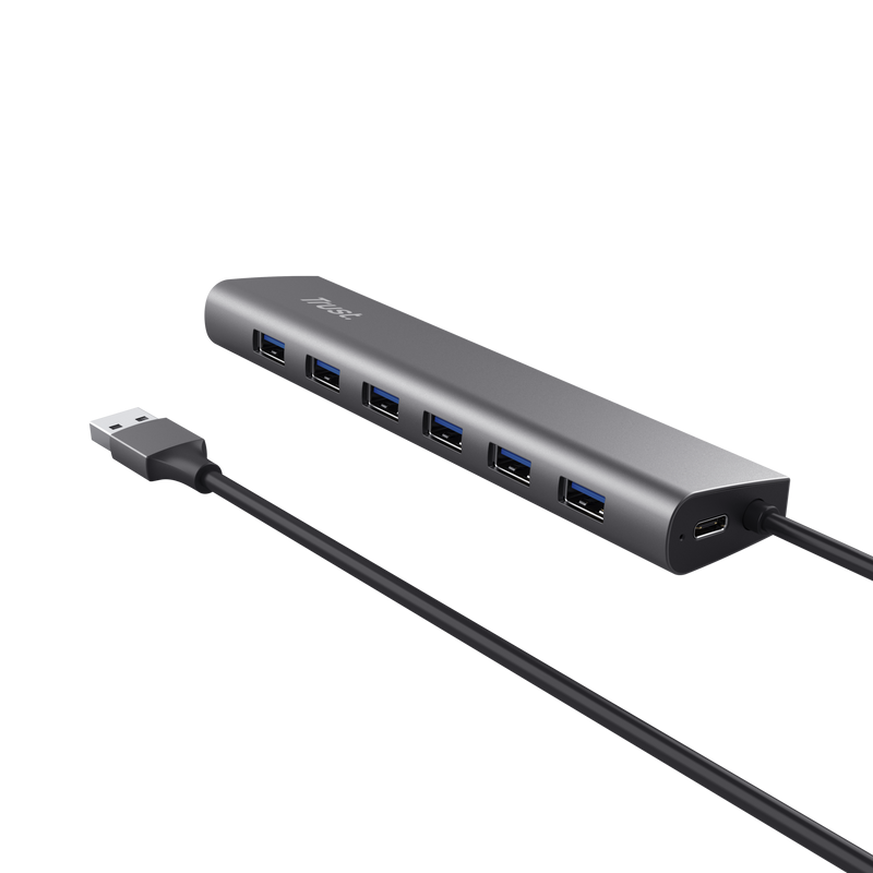 Hub USB TRUST Halyx 7 Porturi USB 3.2 Gen 1 Gri TR-24967 - imagine 5