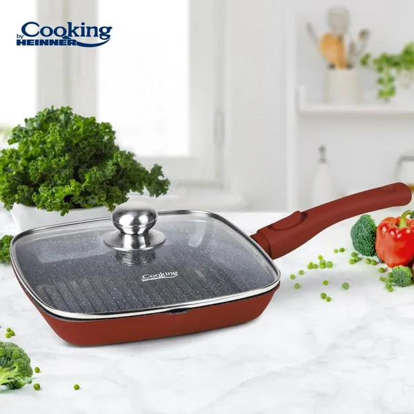 Tigaie Grill HEINNER Calabria Aluminiu cu Capac 28 cm - imagine 5