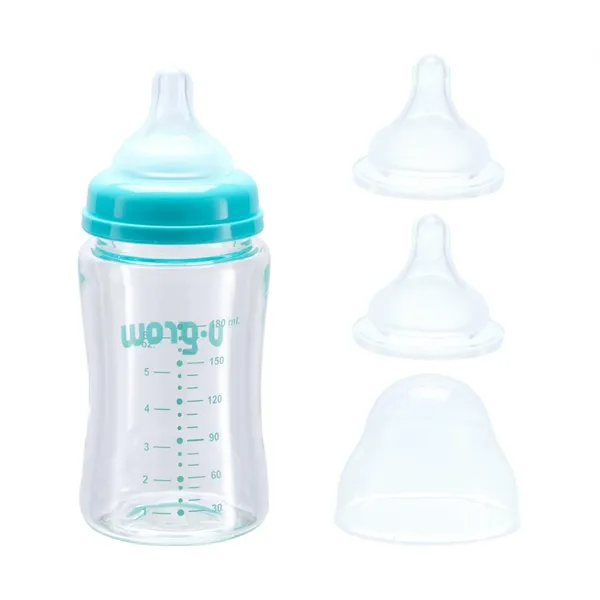 Biberon U-GROW Sticlă 180 ml + 2 Tetine