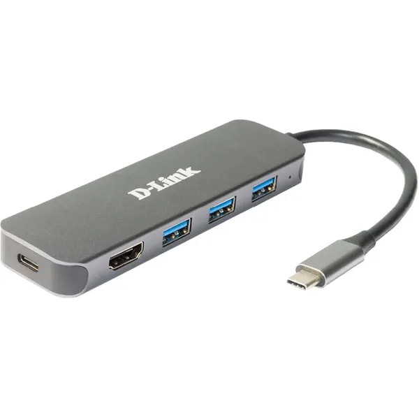 Hub Extern D-LINK DUB-2333 5-in-1 USB-C HDMI Argintiu