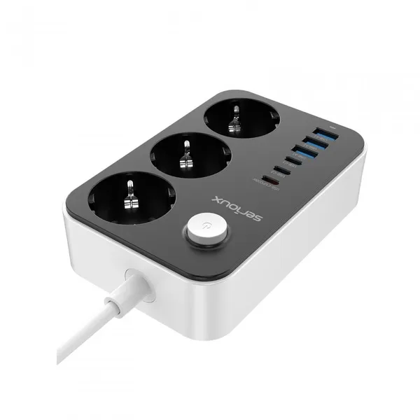 Prelungitor SERIOUX SRXP-PS36B 3 Prize Schuko 6 USB Negru - imagine 5