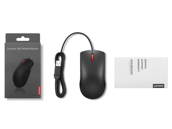 Mouse LENOVO 120 USB-A 1600DPI Negru - imagine 7