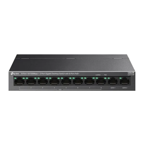 Switch TP-LINK LS1210P 8 Porturi PoE+ 2 Porturi Gigabit Desktop - imagine 2