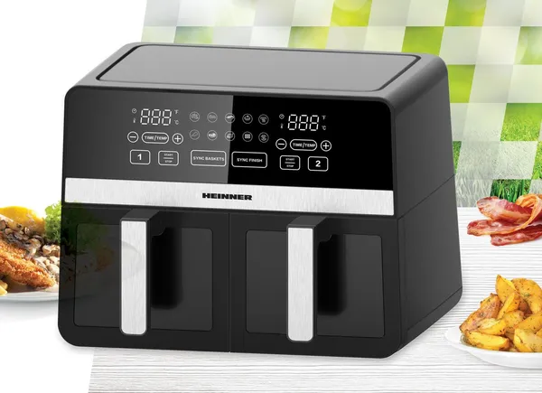 Friteuză Dublă Aer Cald HEINNER SIMCOOK 2400W 9.5L Negru - imagine 5