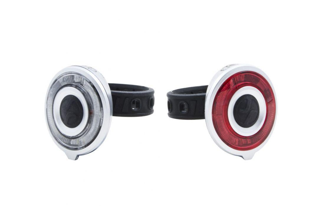 Set Lumini Bicicletă LED Roșii și Albe cu Baterii CR2032 Argintiu