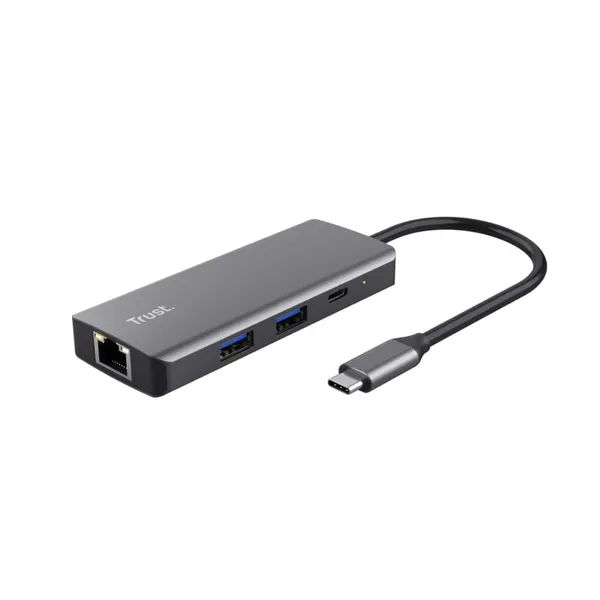 Hub USB-C TRUST Dalyx 6 Porturi HDMI RJ-45 Argintiu TR-24968