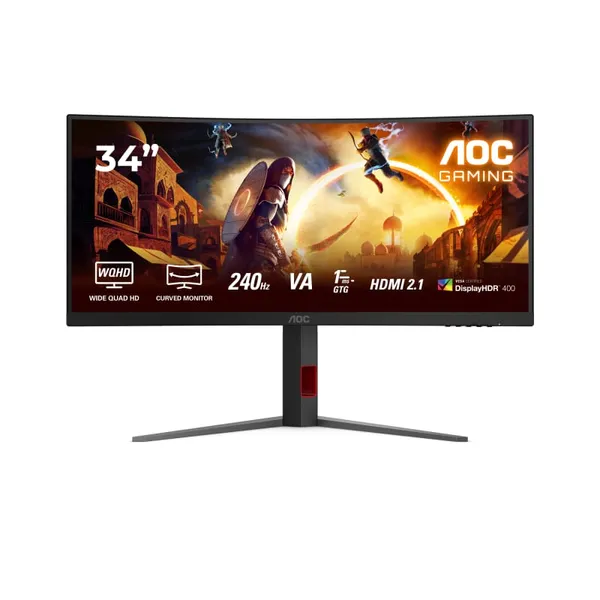 Monitor Gaming AOC CU34G4Z 34 inch 3440x1440 Negru Roșu Garanție 3 Ani