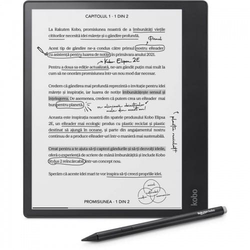 eBook Reader KOBO Elipsa 2 10.3 inch 32GB Negru cu Stylus și Husă N605-KU-BK-K-BU