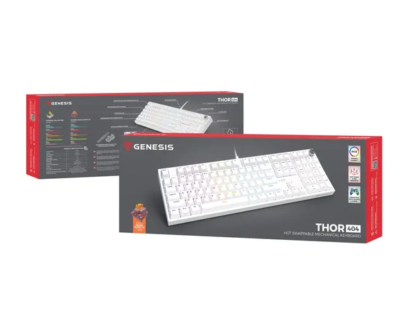 Tastatură Mecanică GENESIS Thor 404 RGB 107 Taste Alb - imagine 9